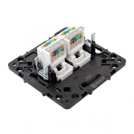 EKF Стокгольм Механизм Розетки RJ-45 2-местной черный