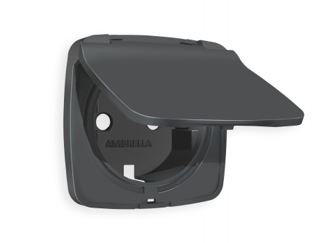 Лицевая панель OMEGA (Графит Мягкое касание) для электрической розетки с заземлением со шторками и крышкой IP44 QUANT OP9080