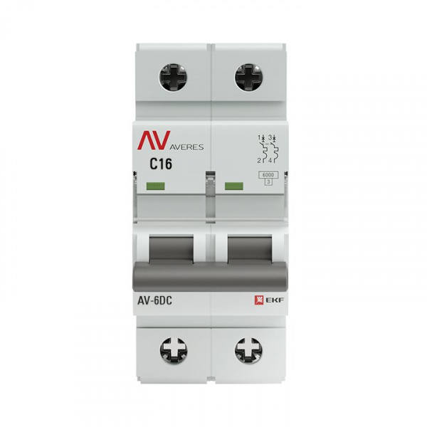 EKF Averes Автоматический выключатель AV-6 DC 2P 16A (C) 6kA