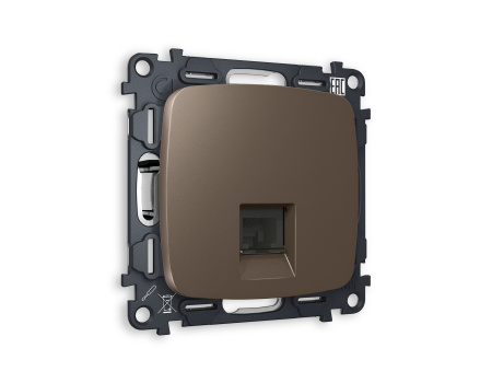 Комплект механизма телефонной розетки OMEGA MO642030 Темная бронза матовый RJ-11(4P4C) с защитной шторкой QUANT