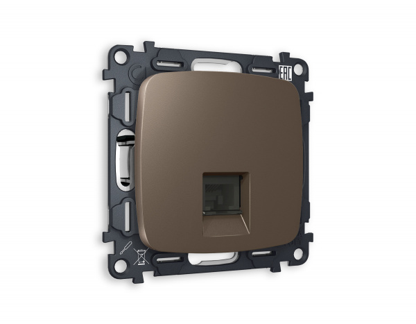 Комплект механизма телефонной розетки OMEGA MO642030 Темная бронза матовый RJ-11(4P4C) с защитной шторкой QUANT
