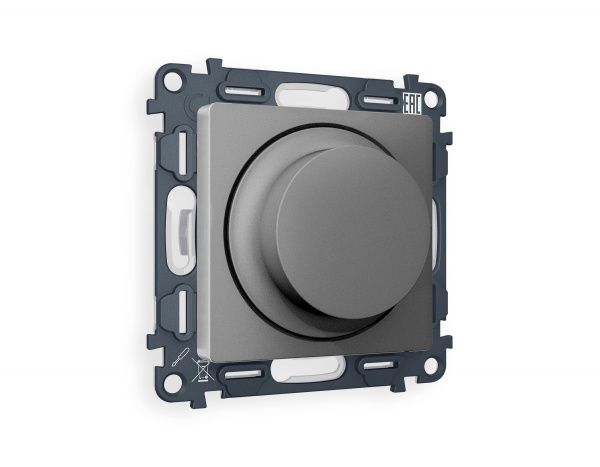 Комплект механизма светорегулятора универсального поворотно-нажимного ALFA MA655510 Антрацит серый 25-600W/LED 5-300W QUANT