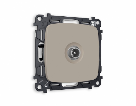 Комплект механизма TV розетки проходной OMEGA MO373030 Серо-бежевый матовый 5-1000 MHz 4dB QUANT