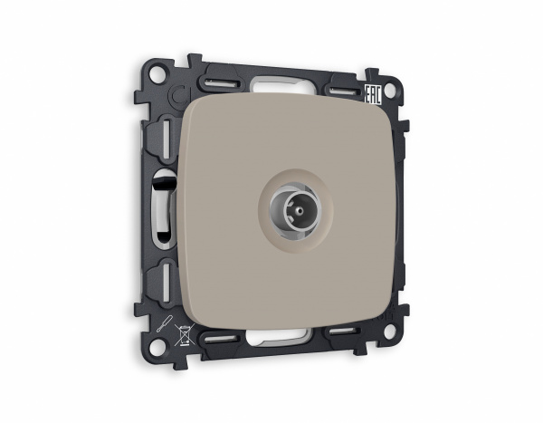 Комплект механизма TV розетки проходной OMEGA MO373030 Серо-бежевый матовый 5-1000 MHz 4dB QUANT