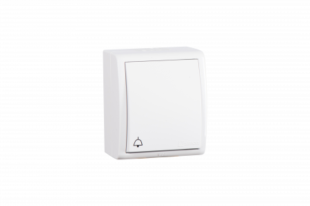 Simon 15 Aqua Белый Выключатель 1-клавишный кнопочный с подсветкой с символом "звонок" наружный, IP54