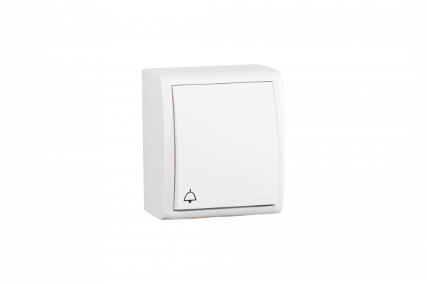 Simon 15 Aqua Белый Выключатель 1-клавишный кнопочный с символом "звонок" наружный, IP54