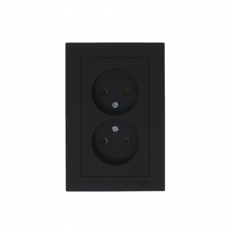 SE AtlasDesign Карбон Розетка б/з двойная, 16А, в сборе