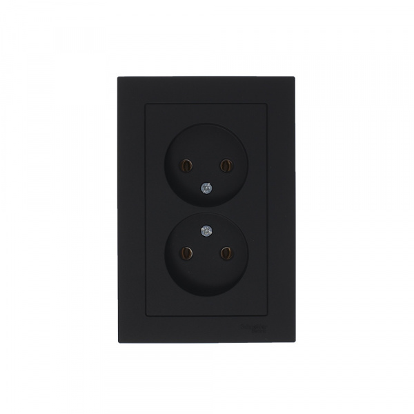 SE AtlasDesign Карбон Розетка б/з двойная, 16А, в сборе