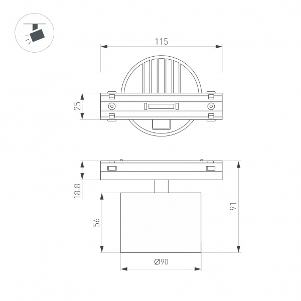 Светильник MAG-VIBE-RONDO-R90-10W Warm3000 (WH, 110 deg, 48V) (Arlight, IP20 Металл, 5 лет)