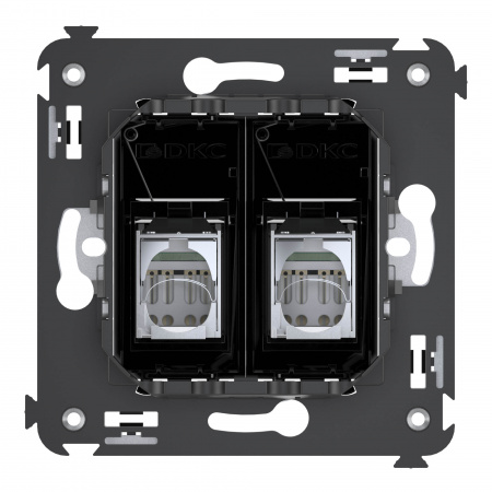 DKC Avanti Черный квадрат Компьютерная розетка RJ-45 двойная  категория 5e экранированная