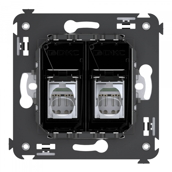 DKC Avanti Черный квадрат Компьютерная розетка RJ-45 двойная  категория 5e экранированная