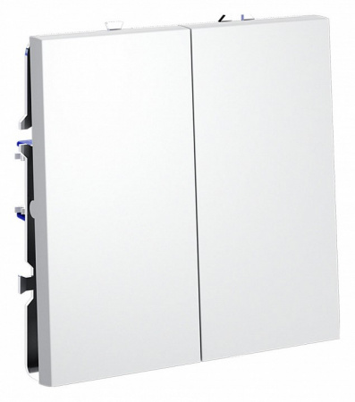 Выключатель встраиваемый VOLTUM S70 двухклавишный 10А, (белый матовый)