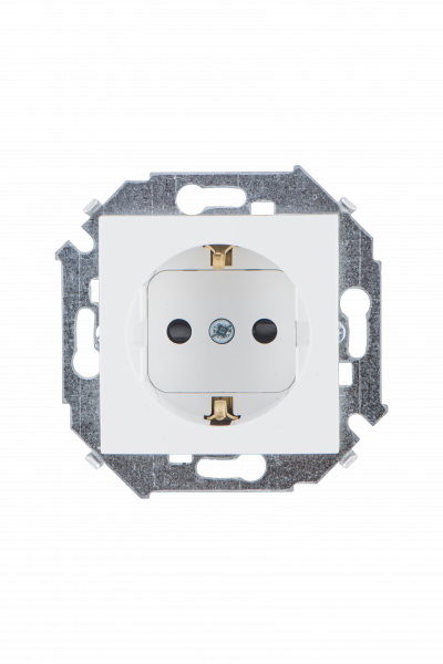 Simon 15 Белая Розетка с/з, со шторками, 16А, 250В, винтовой зажим