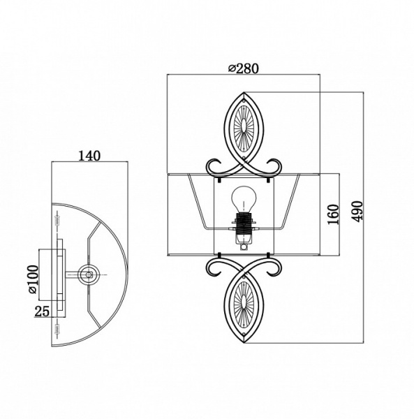 Настенный светильник (бра) H006WL-01G Maytoni Luxe
