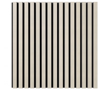 Акустическая панель, черный войлок, 600х600х21мм, рейки МДФ, шпон дуб клэр светлый