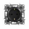 Legrand Etika Антрацит Розетка с/з со шторками, винт. клеммы, 16А, 250 В