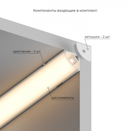 Накладной угловой внутренний профиль для светодиодной ленты Line HSBL_0197-2м, белый