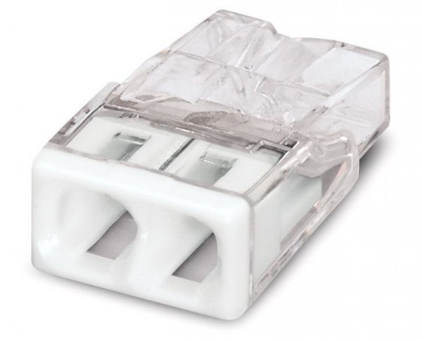 Wago клеммы для одножильных проводников; макс. 2,5 мм²; 2-проводн.; прозрачный корпус; белая крышка