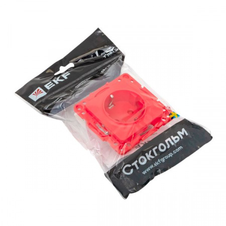 EKF PROxima Стокгольм Механизм Розетки 1-местной с/з 16А винтовые клеммы красный с защ. штор.