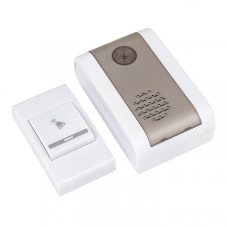 EKF Basic Звонок беспр. на батарейках 003 (бел.-сер. 36 мелод. с индик. 2х1,5В АA дист. 80м.)