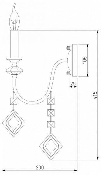 Бра с хрусталем 10120/1 золото Eurosvet Telao