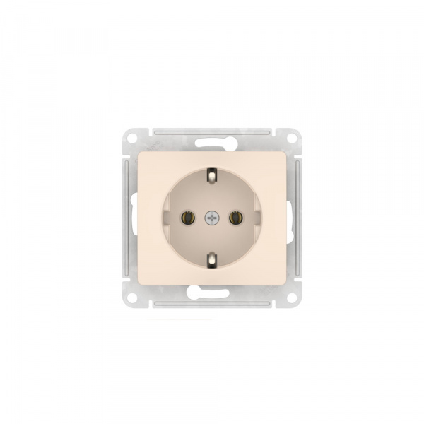 Systeme Electric Glossa Бежевый Розетка с заземлением, 16А, мех., быстрозажим. клем.