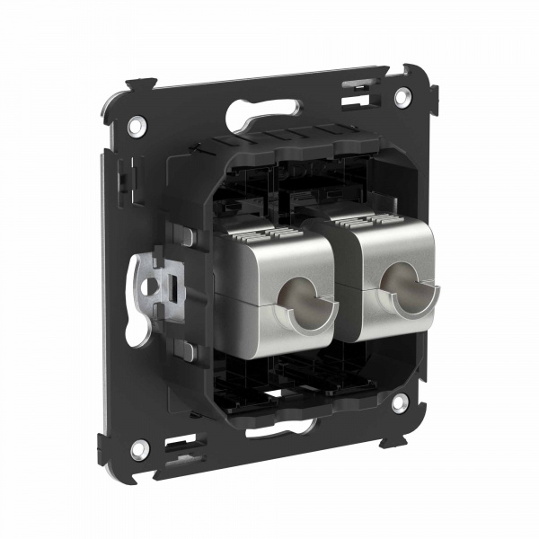 DKC Avanti Компьютерная розетка RJ-45 без шторки в стену, кат.6А двойная экранированная, Черный квадрат