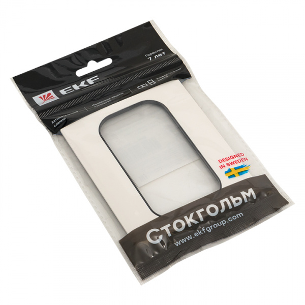 EKF PROxima Стокгольм Белый Линяя черная Рамка для розетки 2-ой