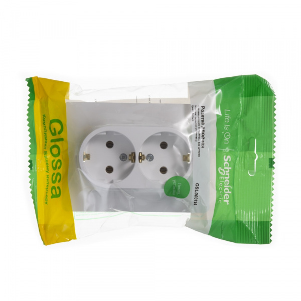 SE Glossa Бел Розетка 2-я с/з (в сборе с рамкой)