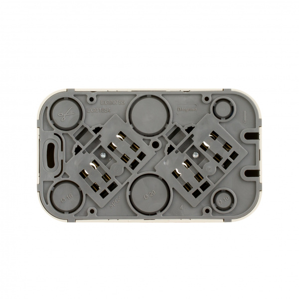 Legrand Quteo IP 20 Слоновая кость Розеточный блок с предварительным подключением 2 x 2К без шторок - 16 A - 250 В~