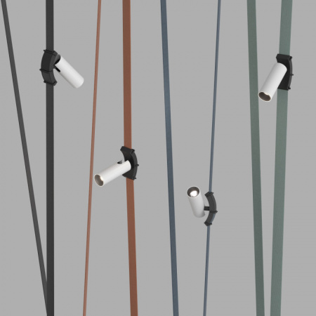 DK5546-BW+BK Поворотный светильник для трека-ремня Belty, серия Spot, со светодиодом, D35*L126.5мм, 48V DC, 7W, RA90, 30°, 4000K, IP20, белый с черным, алюминий