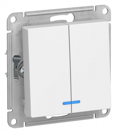 Systeme Electric AtlasDesign Лотос Выключатель 2-клавишный с подсветкой, сх.5а, 10АХ, механизм