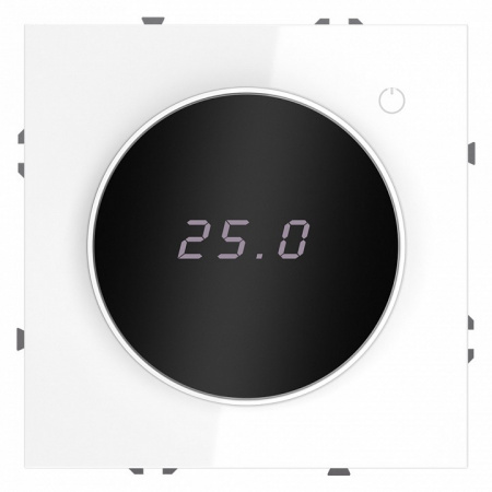 Терморегулятор электронный VOLTUM S70 с индикацией и датчиком, для теплого пола, (белый глянцевый)