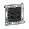 DKC Avanti Черный матовый Компьютерная розетка RJ-45 двойная  категория 6А