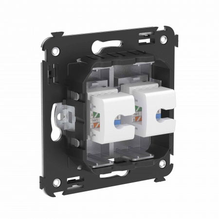 DKC Avanti Телефонная розетка RJ-12 без шторки в стену двойная, Закаленная сталь