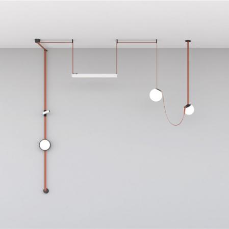 DK5546-BW+BK Поворотный светильник для трека-ремня Belty, серия Spot, со светодиодом, D35*L126.5мм, 48V DC, 7W, RA90, 30°, 4000K, IP20, белый с черным, алюминий