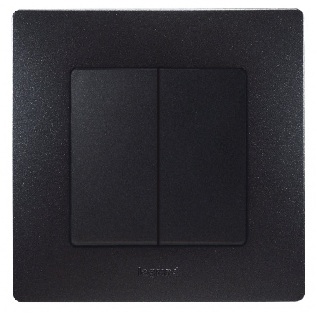 Legrand Etika Антрацит Переключатель 2-клавишный, 10А, авт. клем