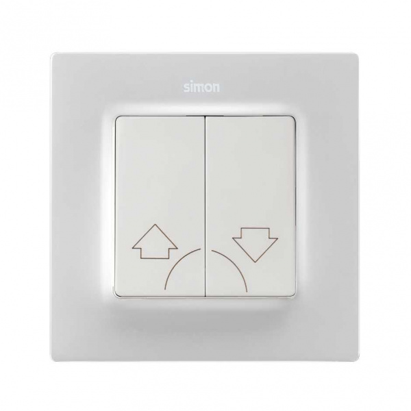 Simon S82 Concept Матовый белый, Клавиша 2-я для жалюзи без блокировки и пиктограммой "стрелки"