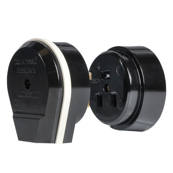 EKF PROxima Разъем РШ-ВШ 32А 250В 2P+PE (ОУ) карболитовый черный