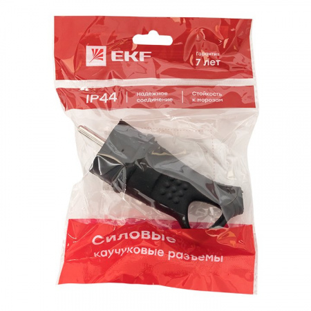 EKF Basic Вилка угловая каучуковая с кольцом 230В 2P+PE 16A IP44
