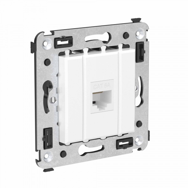 DKC Avanti Компьютерная розетка RJ-45 без шторки в стену, кат.6А одинарная, Белое облако