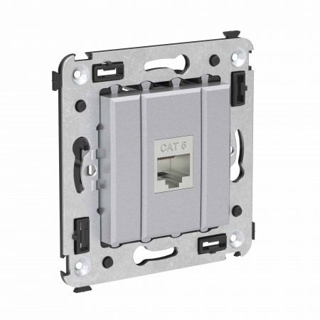 DKC Avanti Компьютерная розетка RJ-45 без шторки в стену, кат.6 одинарная экранированная, Закаленная сталь