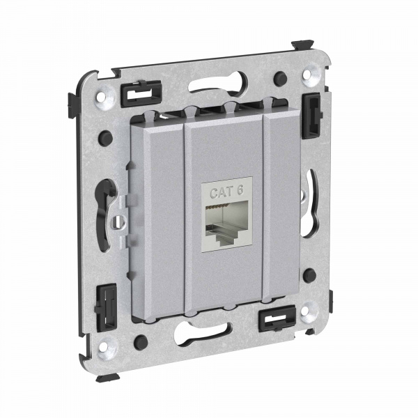 DKC Avanti Компьютерная розетка RJ-45 без шторки в стену, кат.6 одинарная экранированная, Закаленная сталь