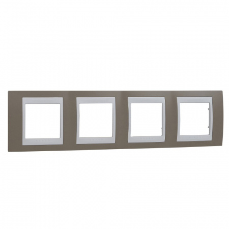 Schneider Electric Unica Хамелеон Коричневый/Бел Рамка 4-ая горизонтальная