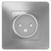 SE Blanca внутр Алюминий Розетка б/з со шторками, 16А, 250В