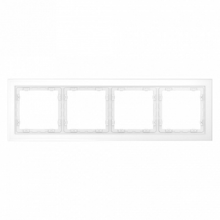 Рамка стеклянная VOLTUM S70 на 4 поста, (белый,матовый,стекло)