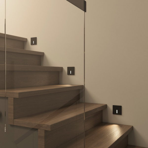 DK1030-BK Светильник встраиваемый в стену, IP 20, LED 3000K, 3 Вт, черный, алюминий