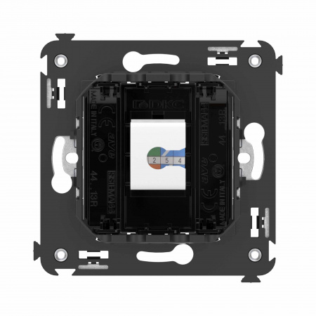DKC Avanti Компьютерная розетка RJ-45 без шторки в стену, кат.6 одинарная, Черный квадрат
