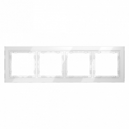 Рамка стеклянная VOLTUM S70 на 4 поста, (белый, стекло)