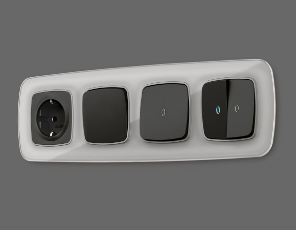 Лицевая панель OMEGA (Черный матовый) для 1-клавишных выключателей с подсветкой QUANT OP8020